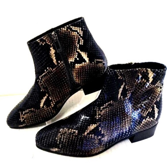 Aquatalia Women's Faelyn Snakeskin Embossed Leather Ankle Boots Cameral … - Picture 3 of 14